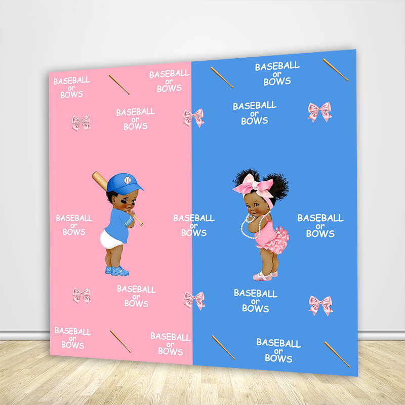 Baseball or Bows Gender Reveal Backdrop – ubackdrop