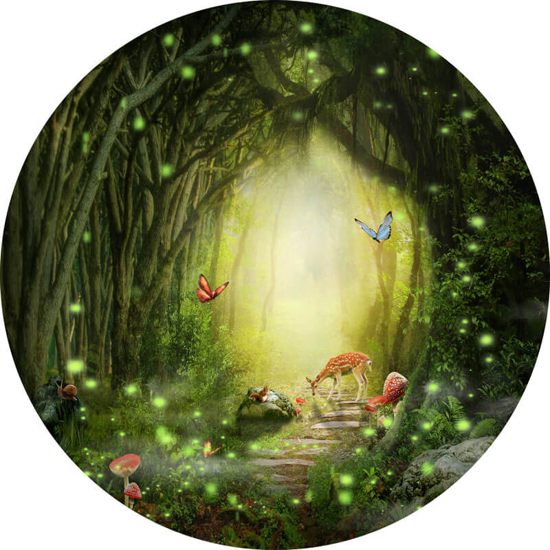 Enchanted Forest Round Backdrop  Baby Shower Backdrop Girls Fairy Tal –  ubackdrop