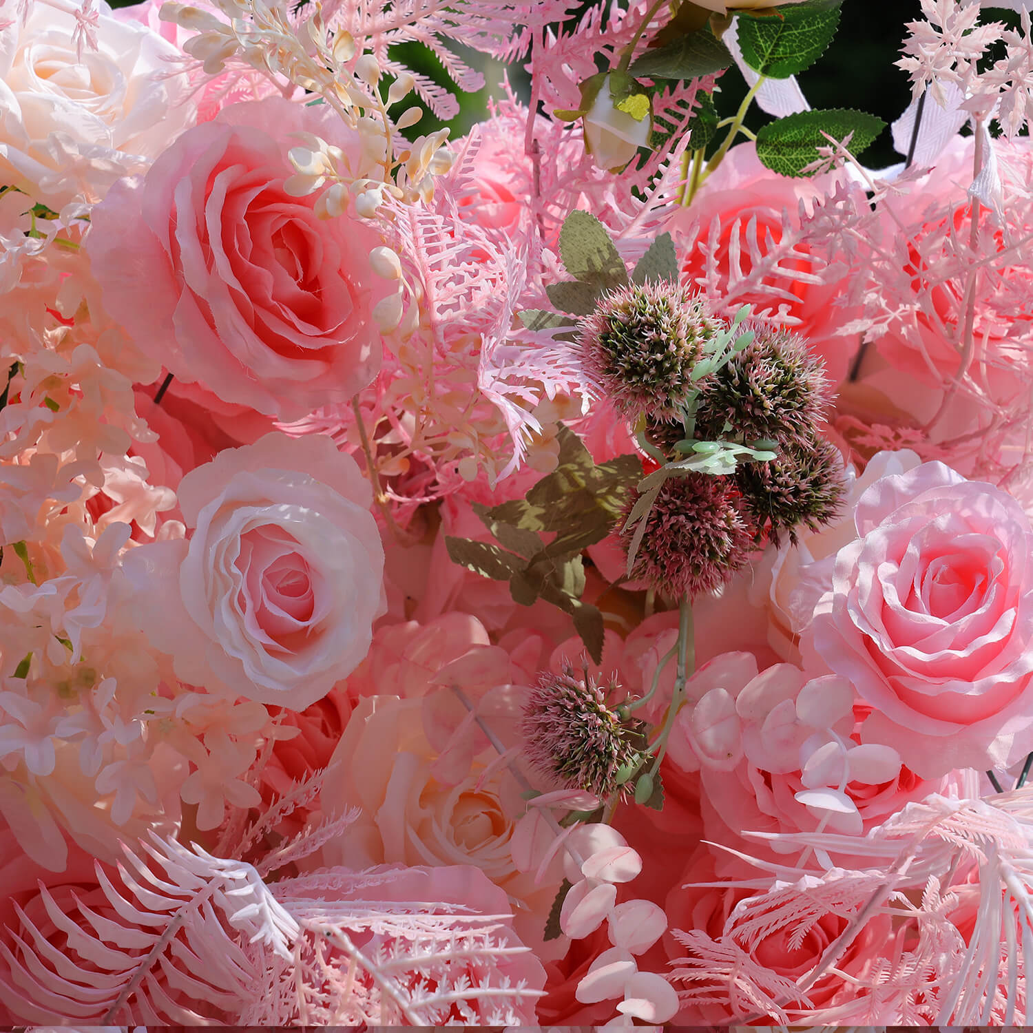 5D Boho Pink Fabric Artificial Flower Wall Event Decoration-ubackdrop