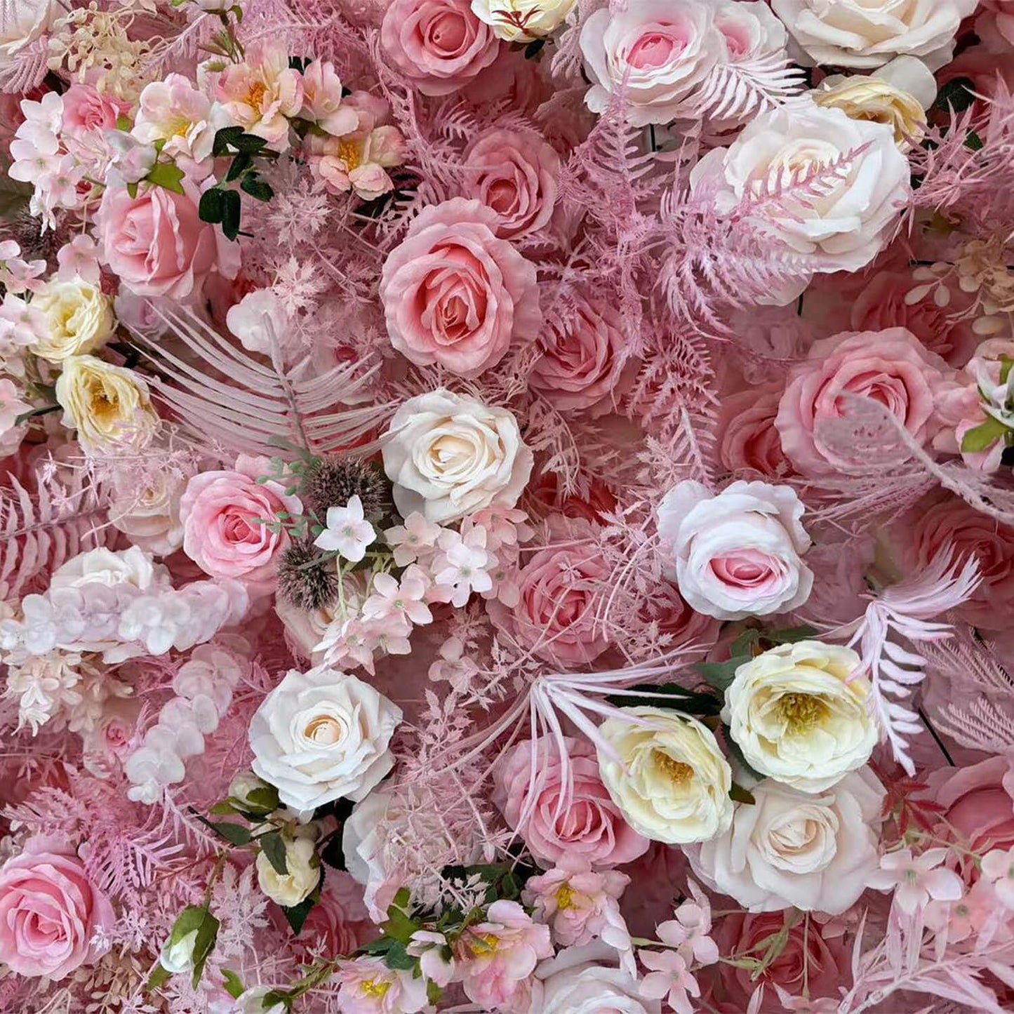 5D Boho Pink Fabric Artificial Flower Wall Event Decoration-ubackdrop