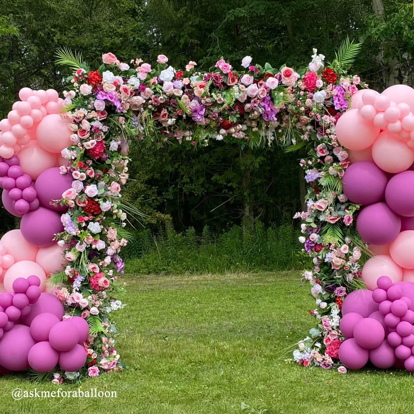 5D Purple Pink Fabric Artificial Arch Flower Wall For Wedding-ubackdrop