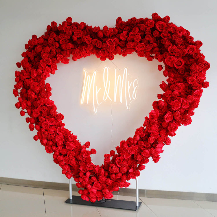 8ft Romantic Atmosphere Heart Shaped Red Rose Flower Wall Wedding Deco ...