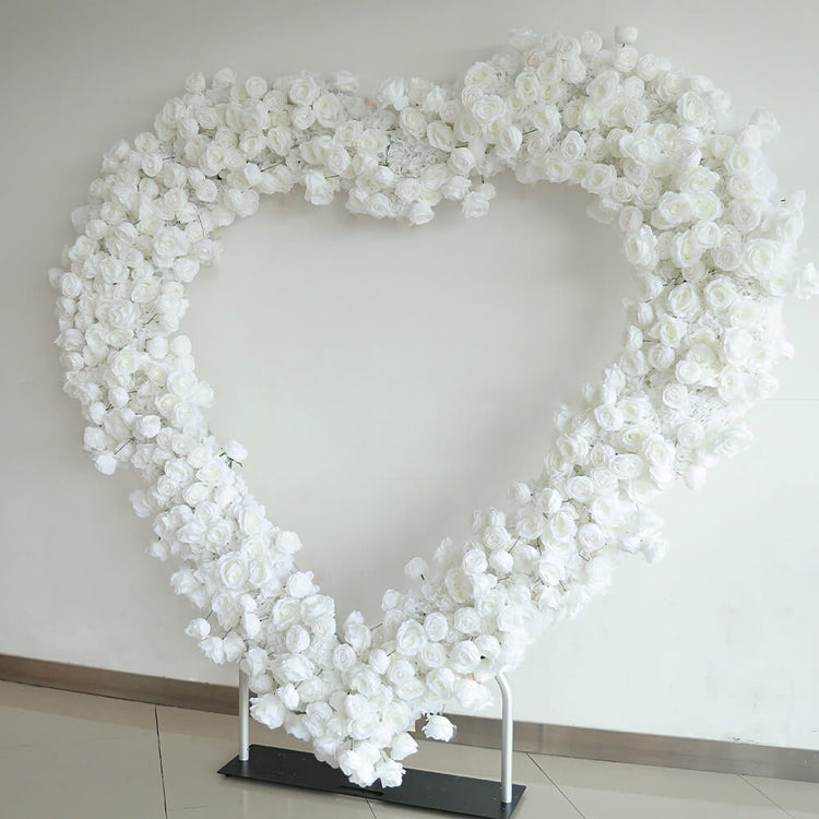 8ft White Rose Flower Wall Romantic Atmosphere Heart Shaped Wedding De 