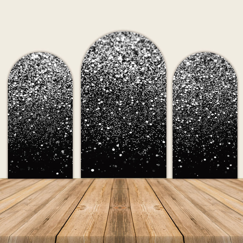 Black Glitter Arch Walls Backdrop Birthday Party-ubackdrop