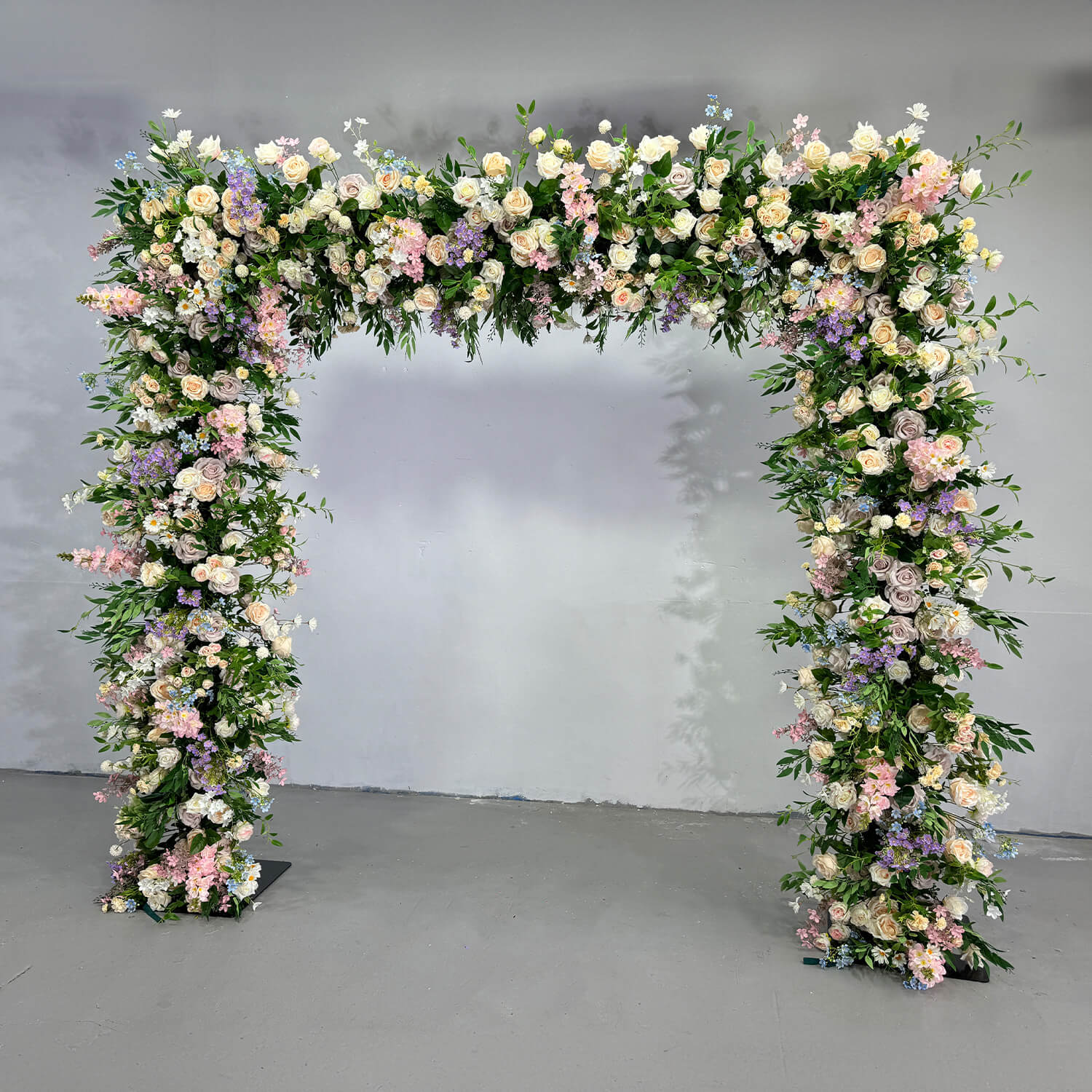 Blue Purple Arch Fabric Artificial Flower Wall-ubackdrop