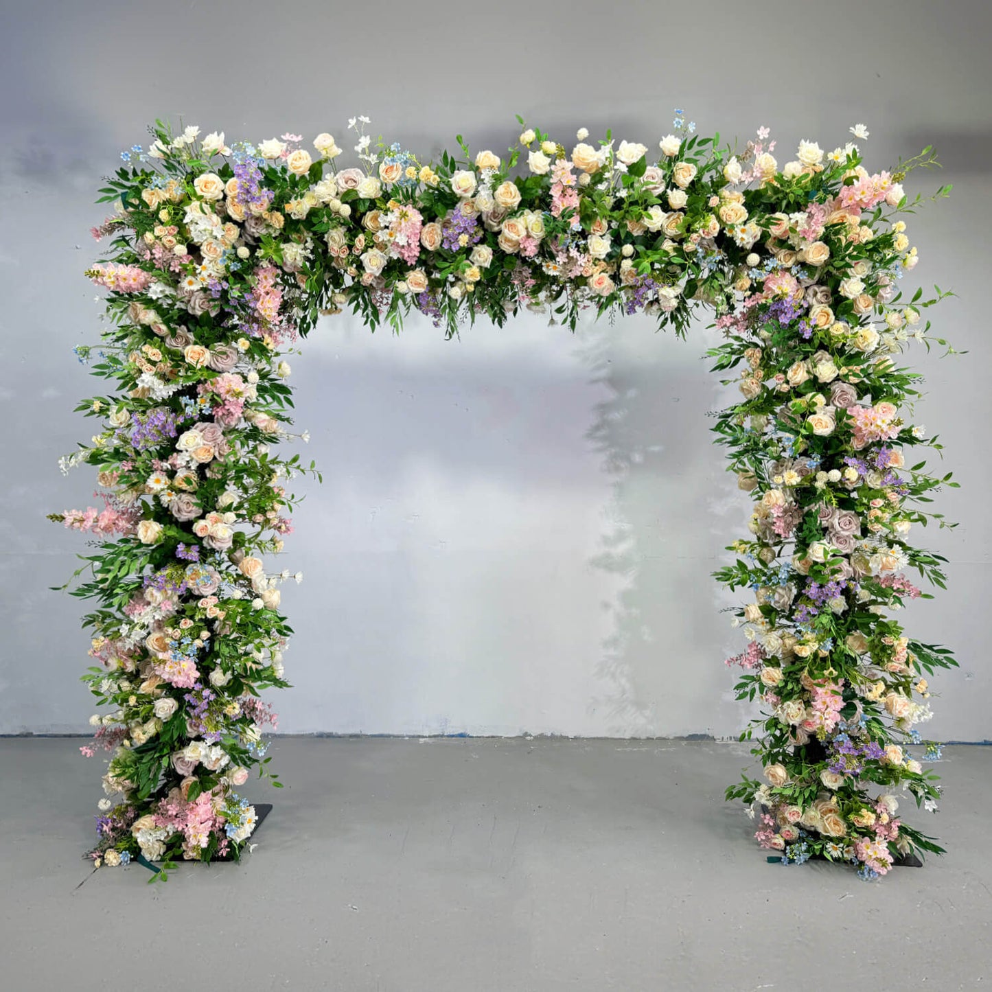 Blue Purple Arch Fabric Artificial Flower Wall-ubackdrop