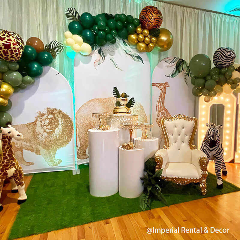 Shining Gold Jungle Animals Kids Birthday Party Backdrops – ubackdrop