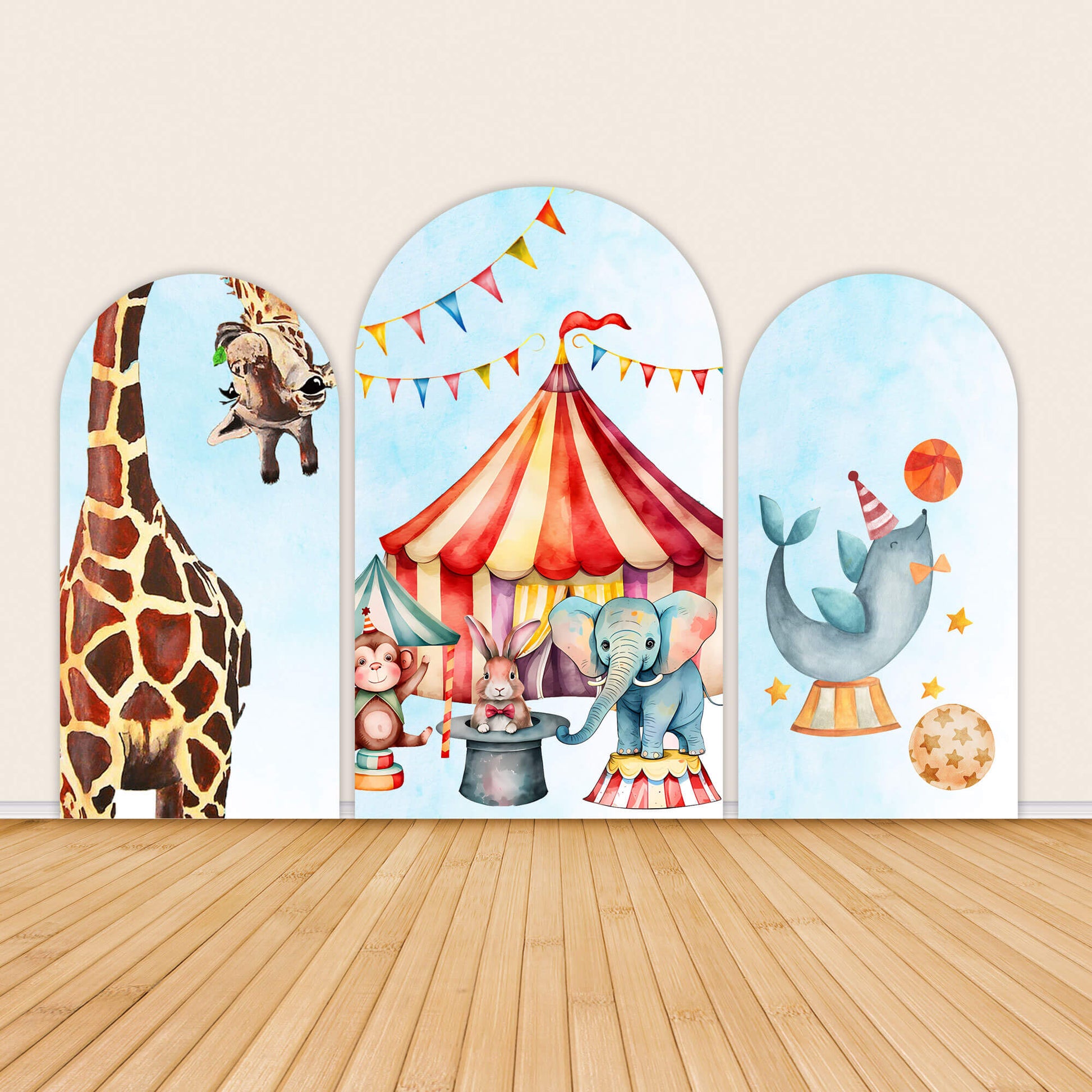 Circus Animals Theme Party Backdrop Decor-ubackdrop