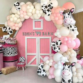 Farm Theme Cow Wreath Pink Printed Balloons Kit Birthday Party – ubackdrop