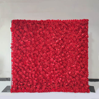 Full Red Roses Fabric Flower Wall For Wedding Arrangement Romantic Atm ...