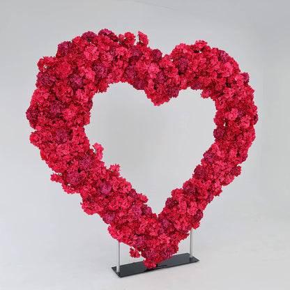 8ft Romantic Heart Shaped Hot Pink Hydrangea Flower Wall-ubackdrop