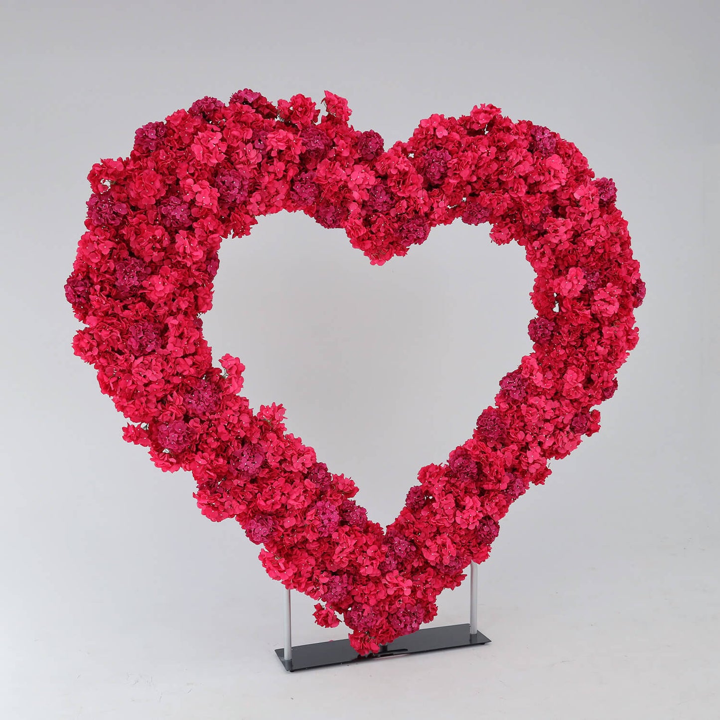 8ft Romantic Heart Shaped Hot Pink Hydrangea Flower Wall-ubackdrop