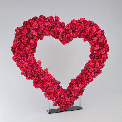 8ft Romantic Heart Shaped Hot Pink Hydrangea Flower Wall-ubackdrop