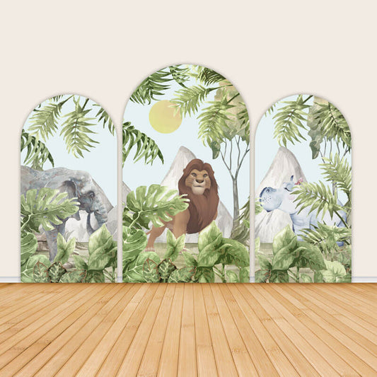 Jungle Wildlife Theme Arched Covers Birthday Party-ubackdrop