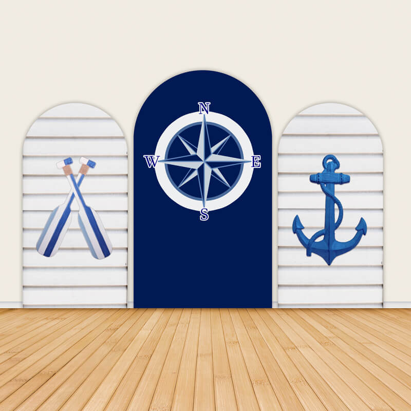 Mediterranean Style Ocean Nautical Birthday Party Backdrop-ubackdrop