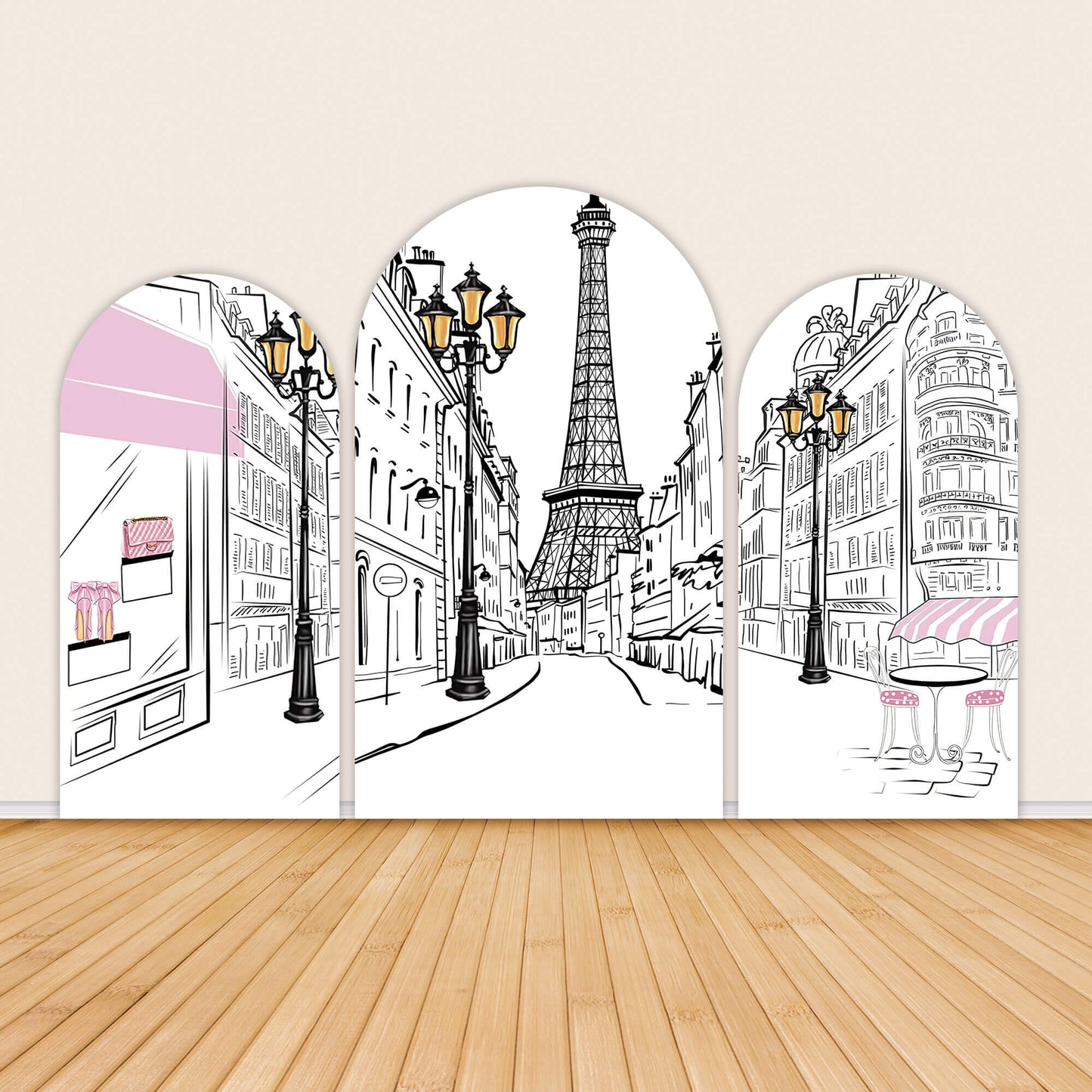 Paris Street Modern Women Drawing Arch Backdrop Cover-ubackdrop