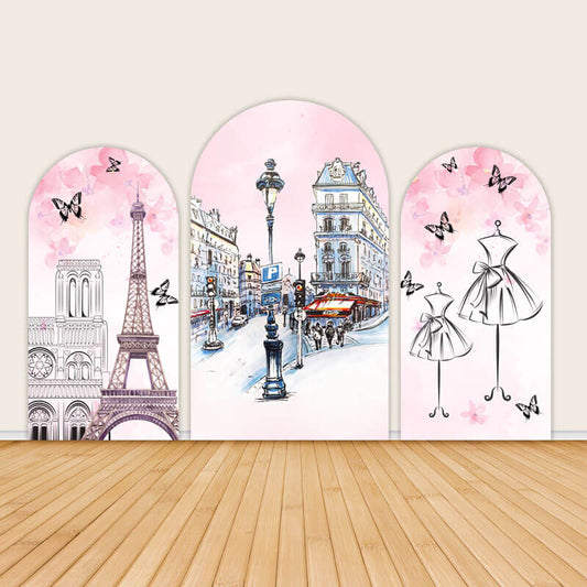 Paris Theme Birthday Party Arch Backdrop Cover-ubackdrop