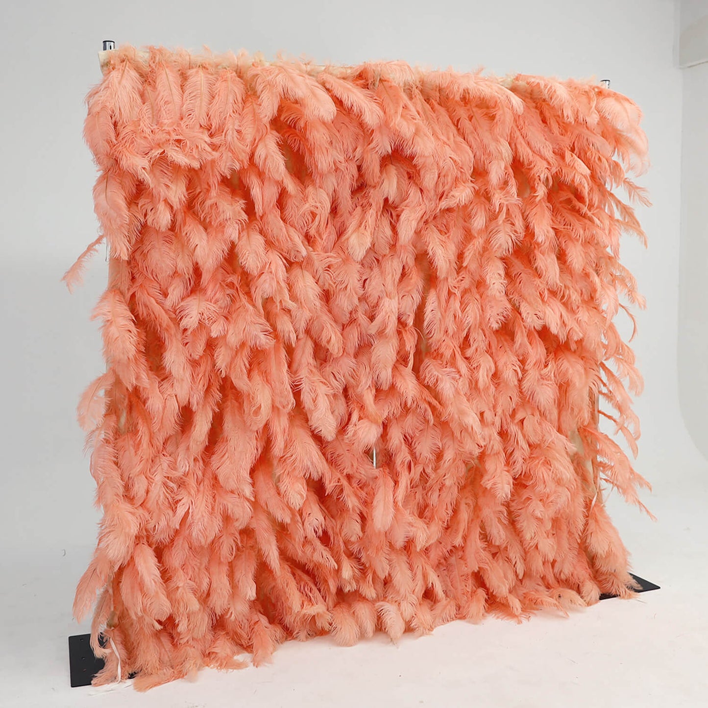 Boho Pink Orange Feather Flower Wall for Party Backdrop-ubackdrop