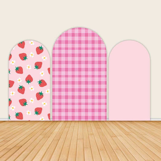 Pink Strawberry Girls Birthday Party Backdrop Cover-ubackdrop