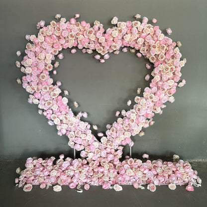 Pink Rose Heart Shaped Flower Wall Wedding Decoration-ubackdrop