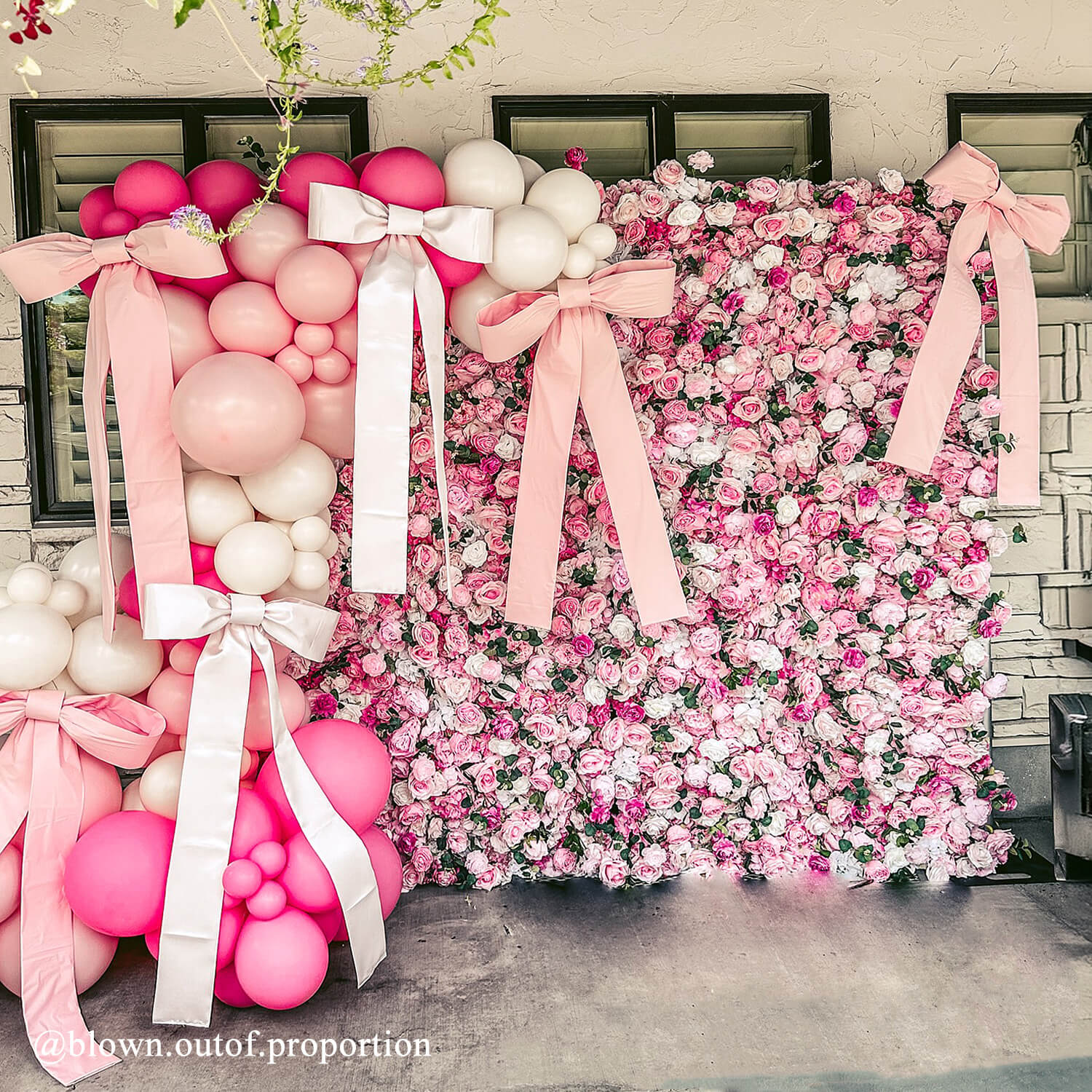 Pink Rose Flower Wall Backdrop for Birthday&Baby Shower Party Decorations-ubackdrop