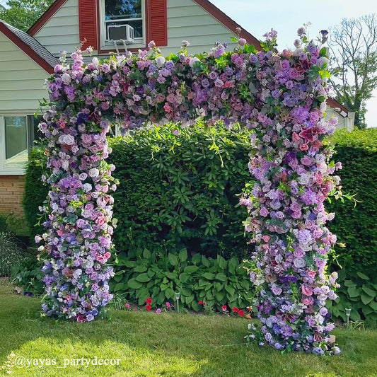 7D Purple Fabric Artificial Flower Wall Arch Wedding Party Decoration-ubackdrop