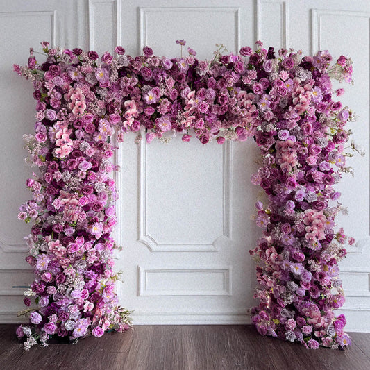 Purple Roses Fabric Artificial Arch Flower Wall-ubackdrop