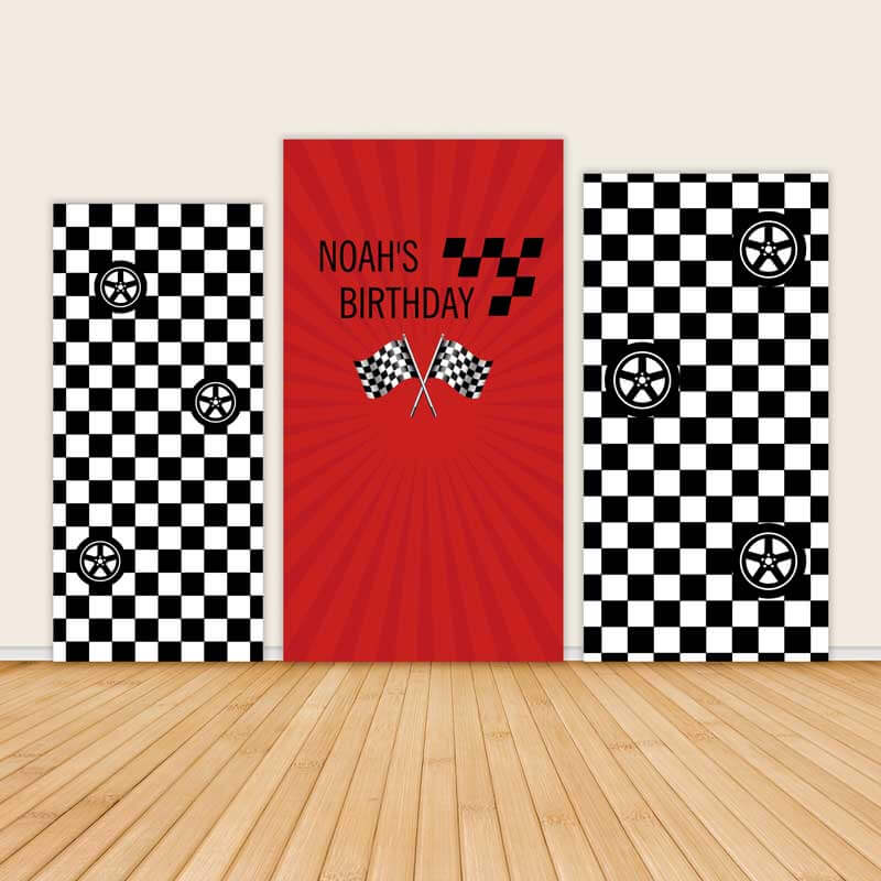 Racing Theme Happy Birthday Party Backdrop-ubackdrop