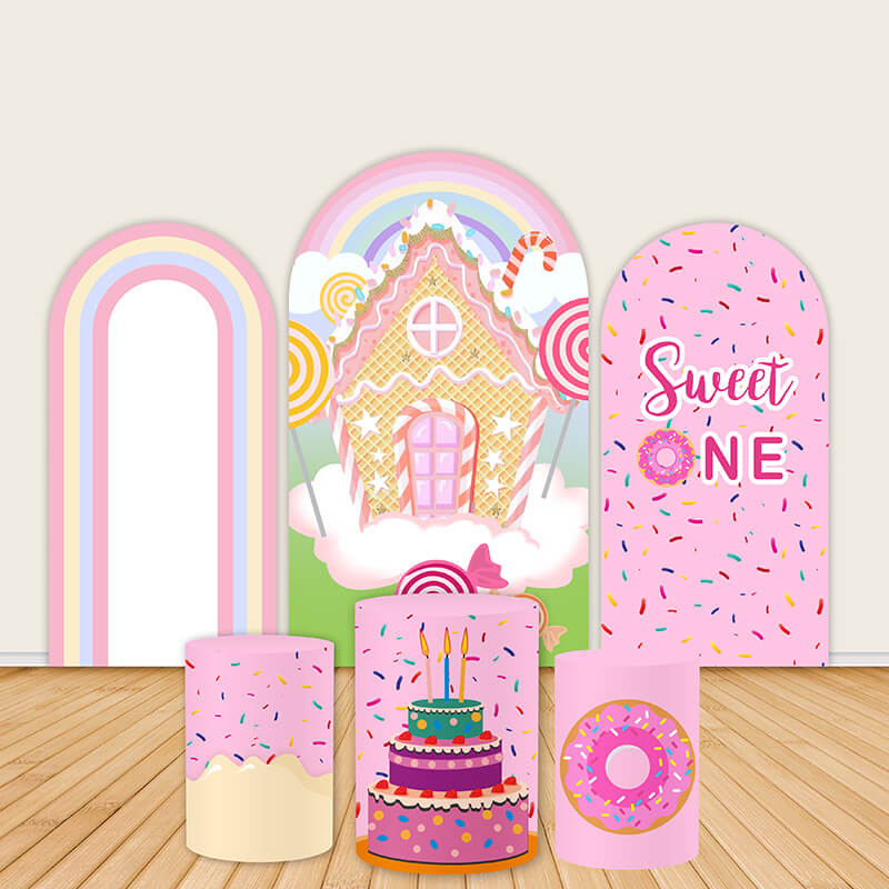 Rainbow Castle and Candyland Themed Party Backdrop – ubackdrop