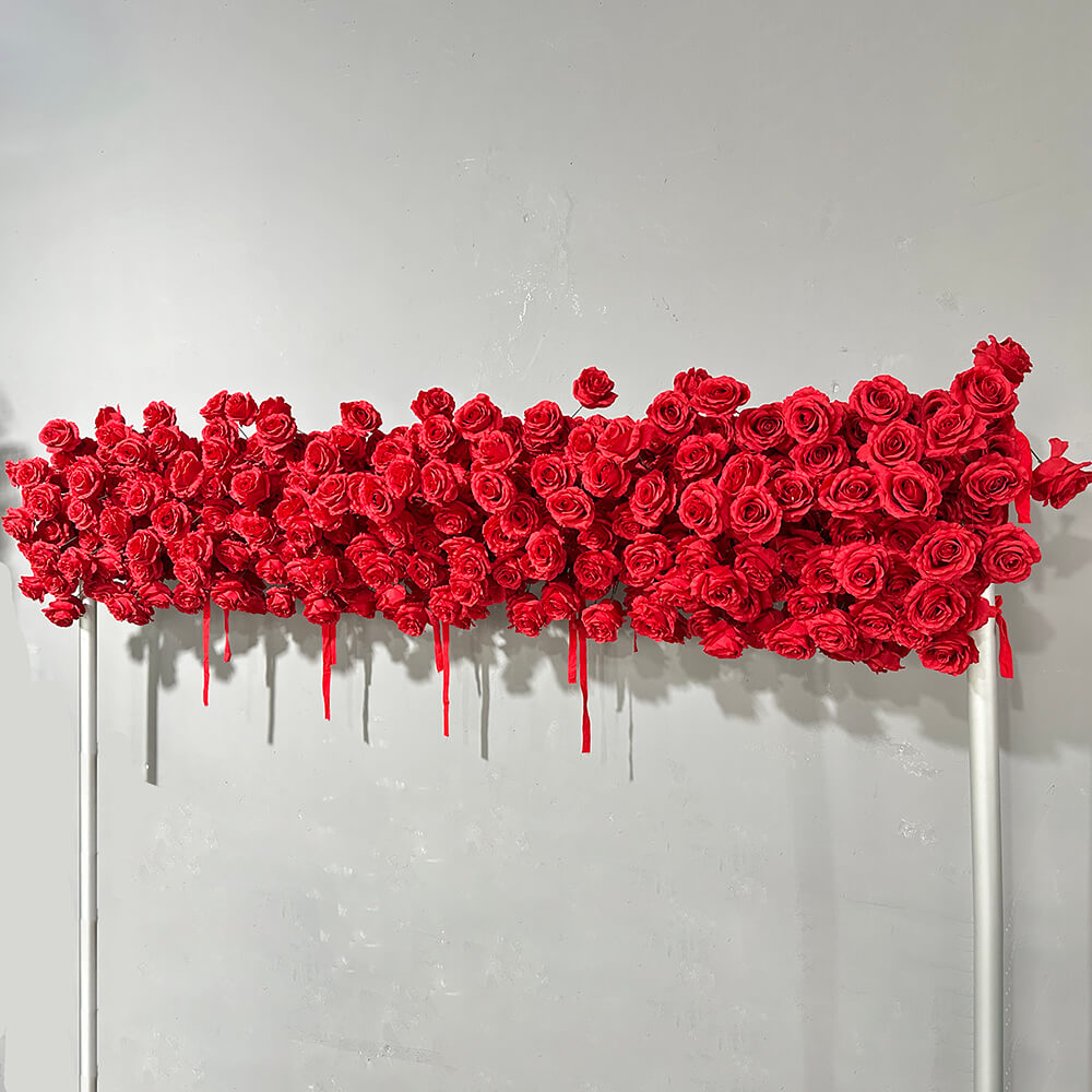 Red Rose Hanging Flower Row Wedding Backdrop Decor-ubackdrop