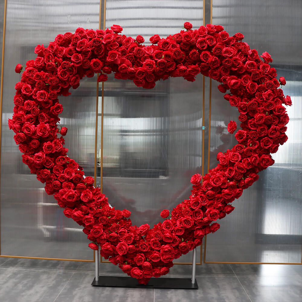 8ft Romantic Atmosphere Heart Shaped Red Rose Flower Wall Wedding Deco –  ubackdrop