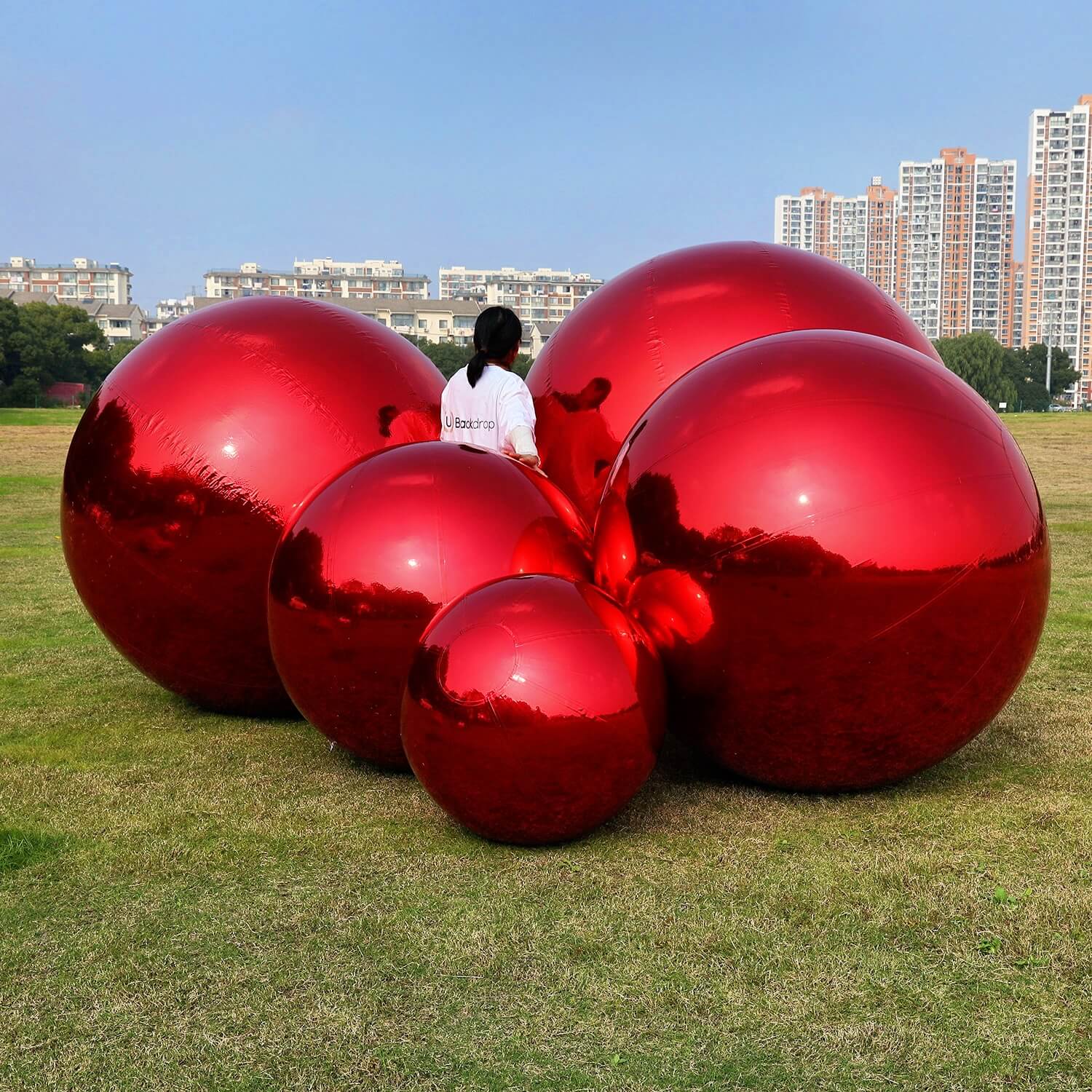 Red Inflatable Mirror Ball Reusable Big Bubble Balloon-ubackdrop