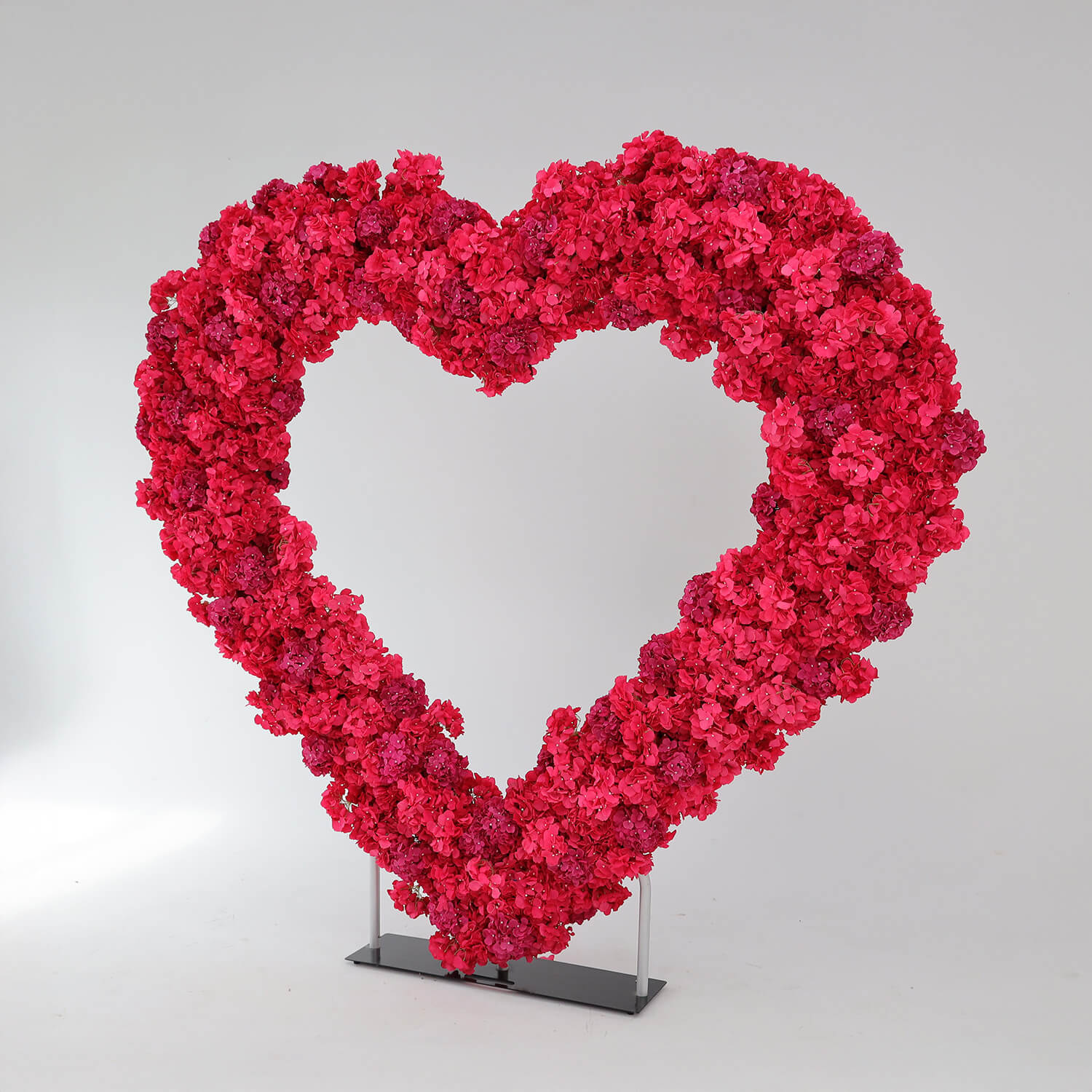 8ft Romantic Heart Shaped Hot Pink Hydrangea Flower Wall-ubackdrop