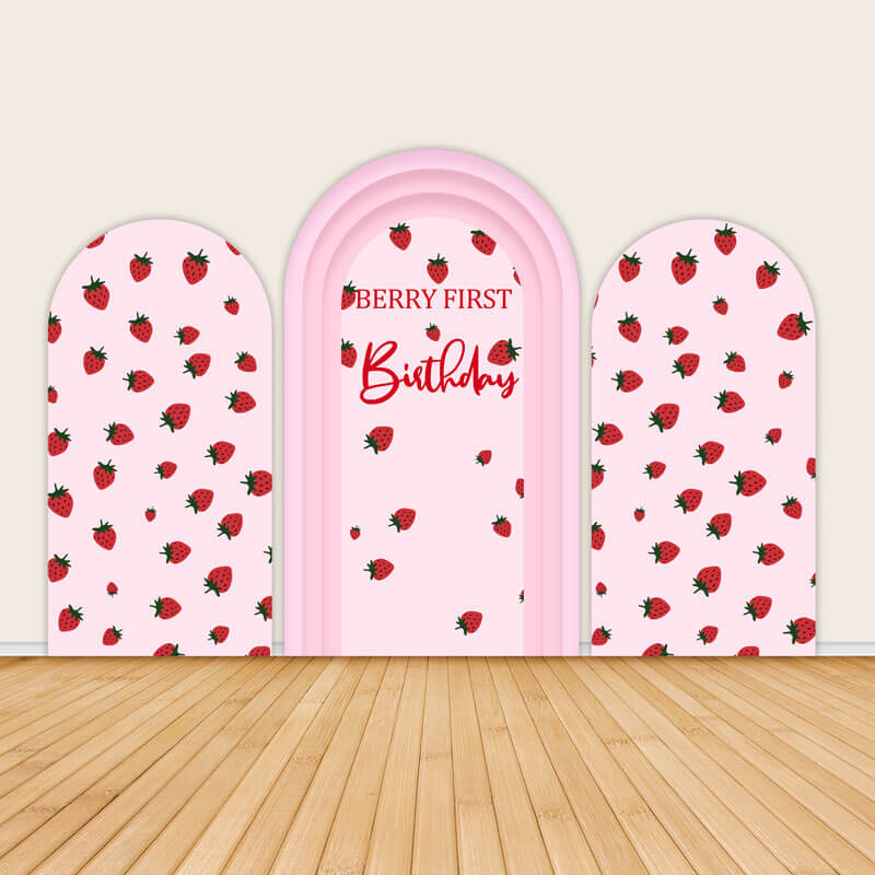 Strawberry Pink Birthday Party Backdrop Cover-ubackdrop