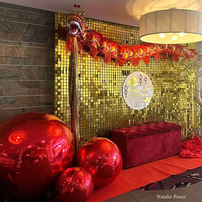 Red Inflatable Mirror Ball Reusable Big Bubble Balloon-ubackdrop