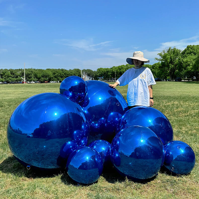 Blue Inflatable Mirror Ball Reusable Big Bubble Balloon-ubackdrop