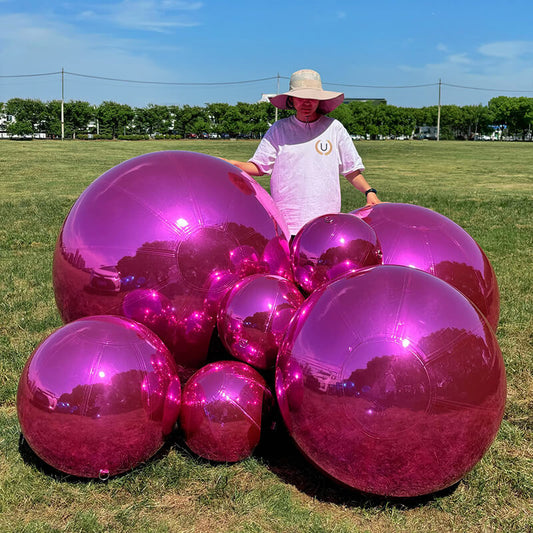 Hot Pink Inflatable Mirror Ball Reusable Big Bubble Balloon-ubackdrop