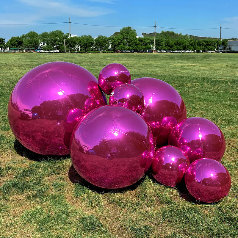 Hot Pink Inflatable Mirror Ball Reusable Big Bubble Balloon-ubackdrop