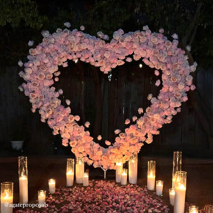 Pink Rose Heart Shaped Flower Wall Wedding Decoration-ubackdrop