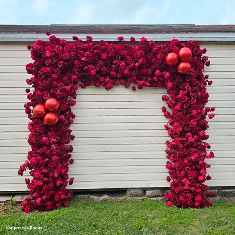 Red Roses Fabric Artificial Flower Wall Arch Wedding Party Decoration-ubackdrop