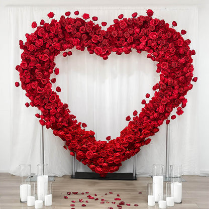 8ft Romantic Atmosphere Heart Shaped Red Rose Flower Wall Wedding Decoration Indoor-ubackdrop