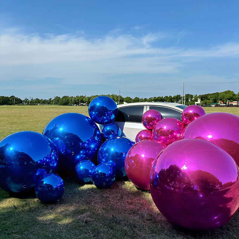 Blue Inflatable Mirror Ball Reusable Big Bubble Balloon-ubackdrop