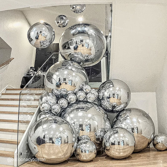 Silver Inflatable Mirror Ball Reusable Big Bubble Balloon-ubackdrop