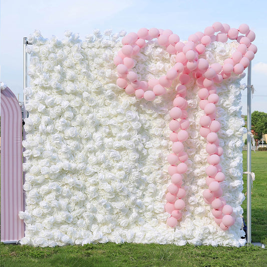 Full White Roses Fabric Artificial Flower Wall For Wedding Arrangement Event-ubackdrop