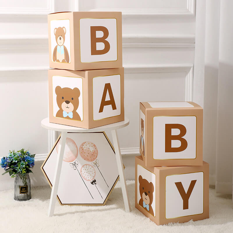 Baby Shower Boxes Party Decorations – Balloons Boxes Décor with L – ubackdrop