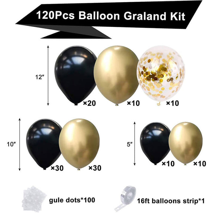 Black and Gold Birthday Balloon Garland Arch Kit – ubackdrop