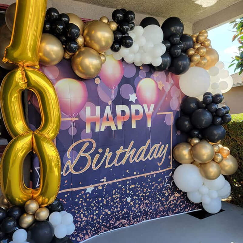 Black and Gold Happy Birthday Backdrop – ubackdrop