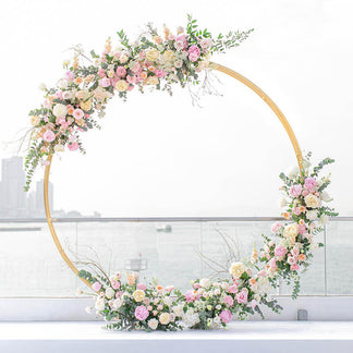 6.5ft Gold Wedding Arch Backdrop Stand Double Layer Round Stand Party ...