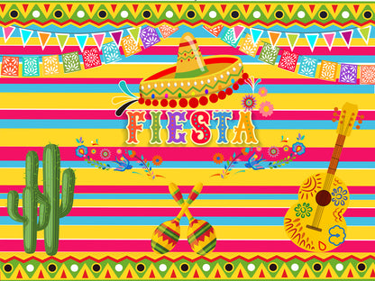 Fiesta Birthday Party Photography Backdrops Mexico Fiesta Theme Party Decoration Banner Photo Studio Booth Custom Backdrop-ubackdrop