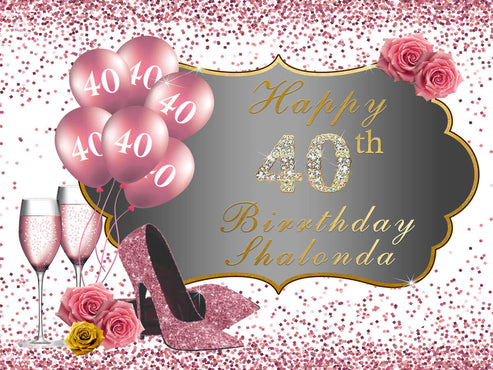 50th Birthday Backdrop High Heels Rose Gold Backdrop Birthday Party De ...